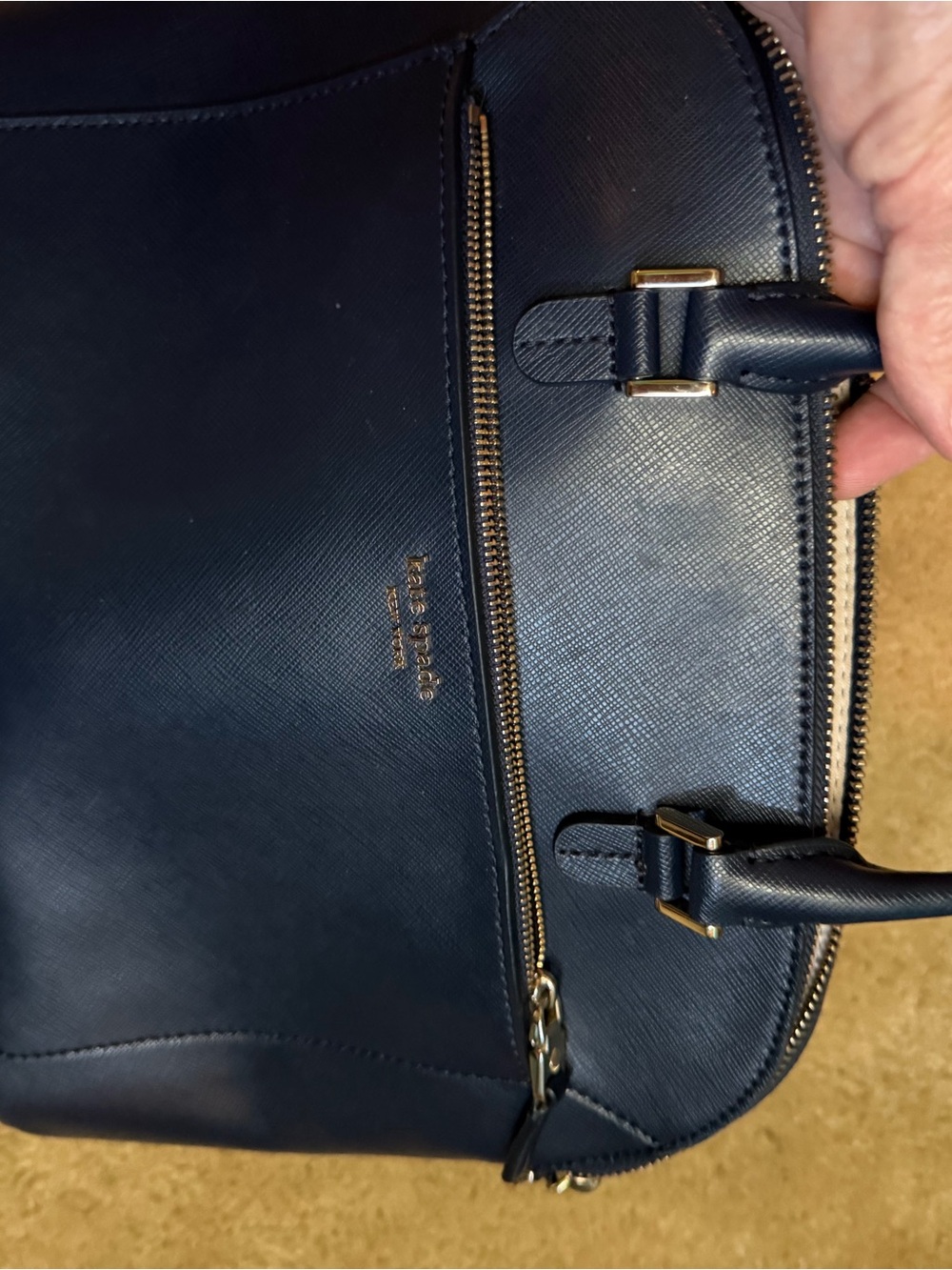 kate spade navy saffiano dome tote with gold hardware - Picture 12 of 12